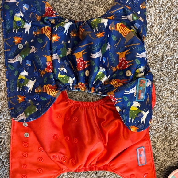 Lil Helper 2 cloth diapers with 6 snap in inserts llama red reusable baby - Picture 2 of 4